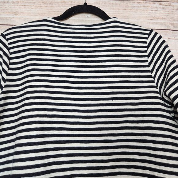 VINEYARD VINES Black White Striped Ruffle Bottom Top Long Sleeve Size XS - Picture 11 of 14